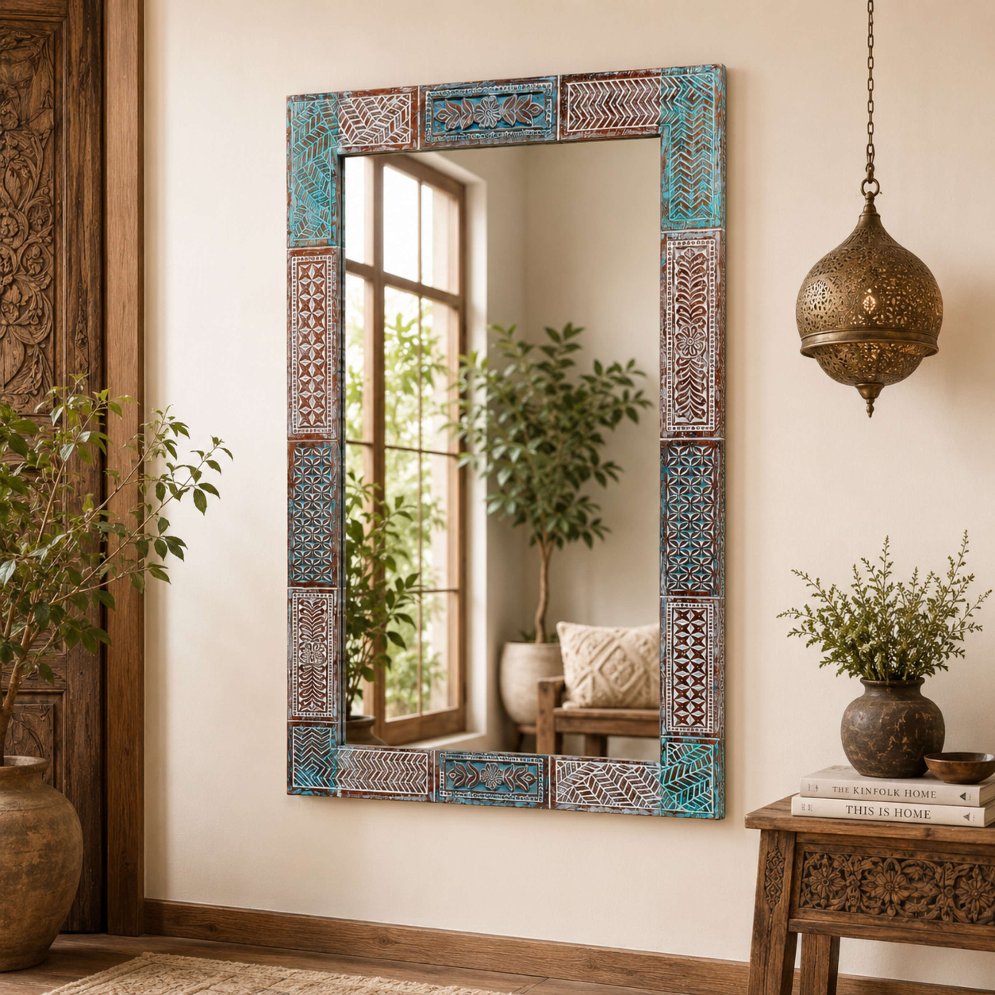 Azure Mosaic Mirror