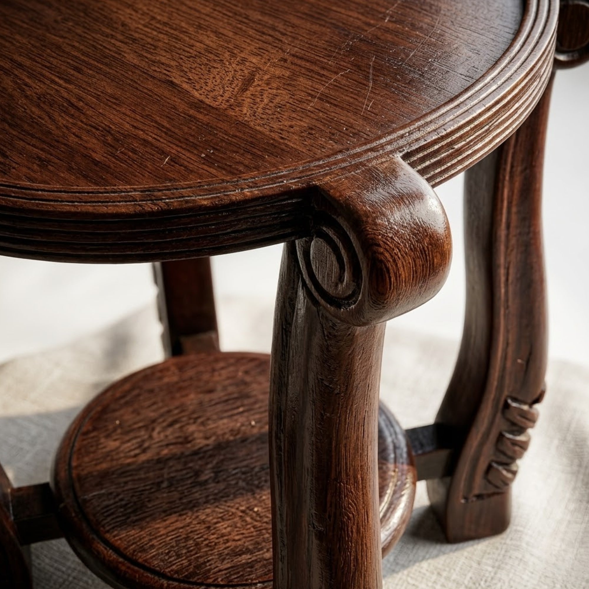 Round Wooden Side Stool for Living Room