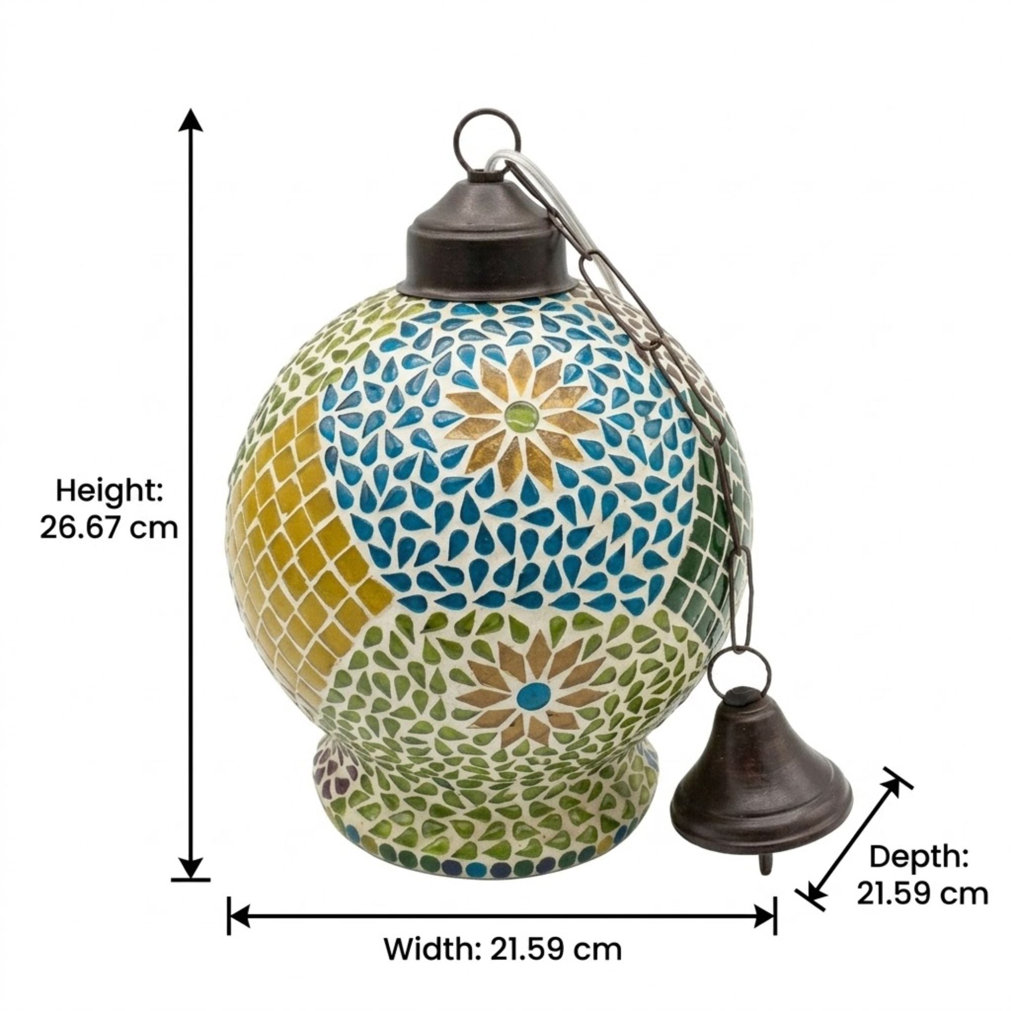 Blue Mosaic Glass Hanging Lantern Lamp