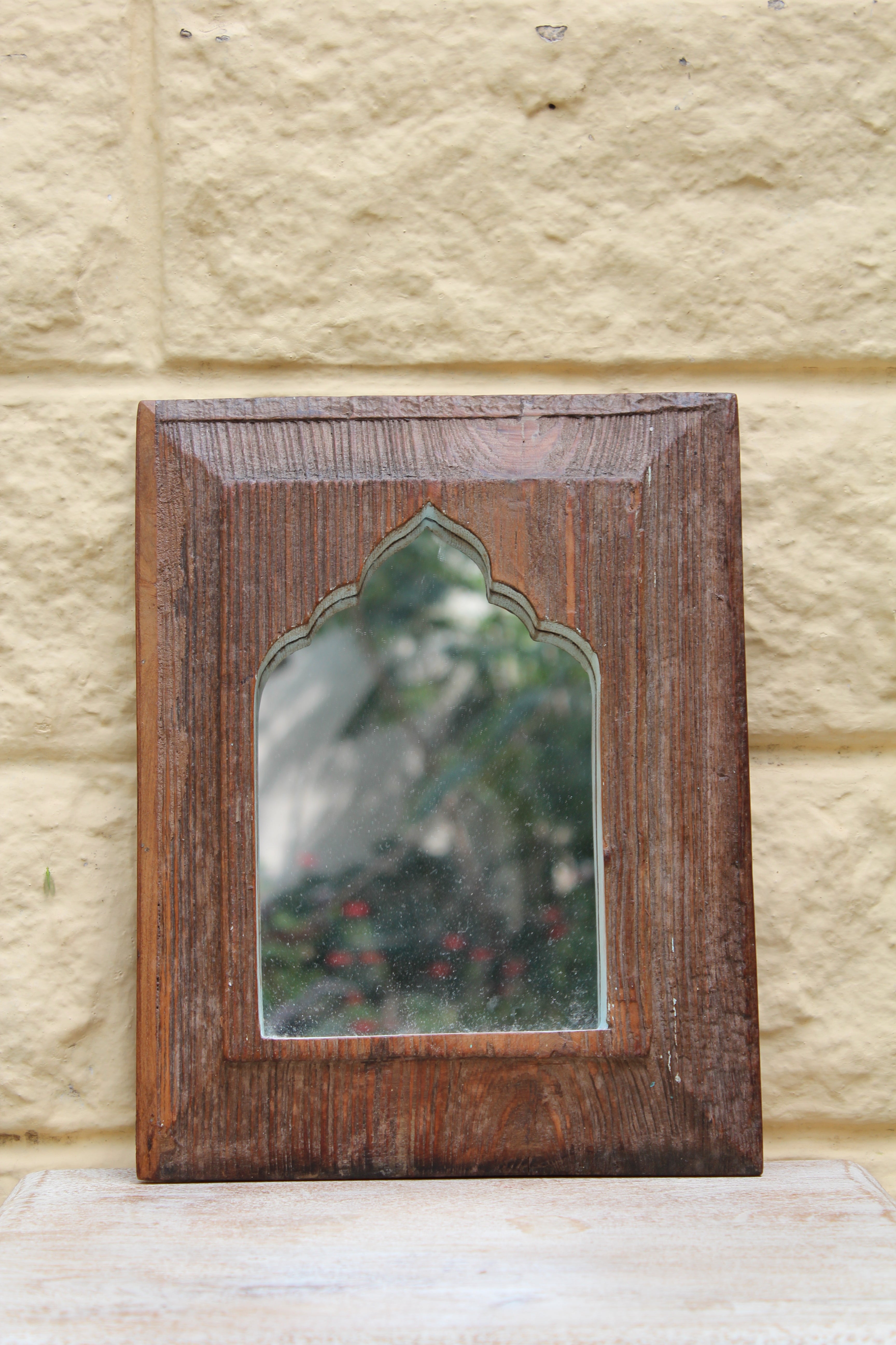Small Jharokha Mirror in textured Wood