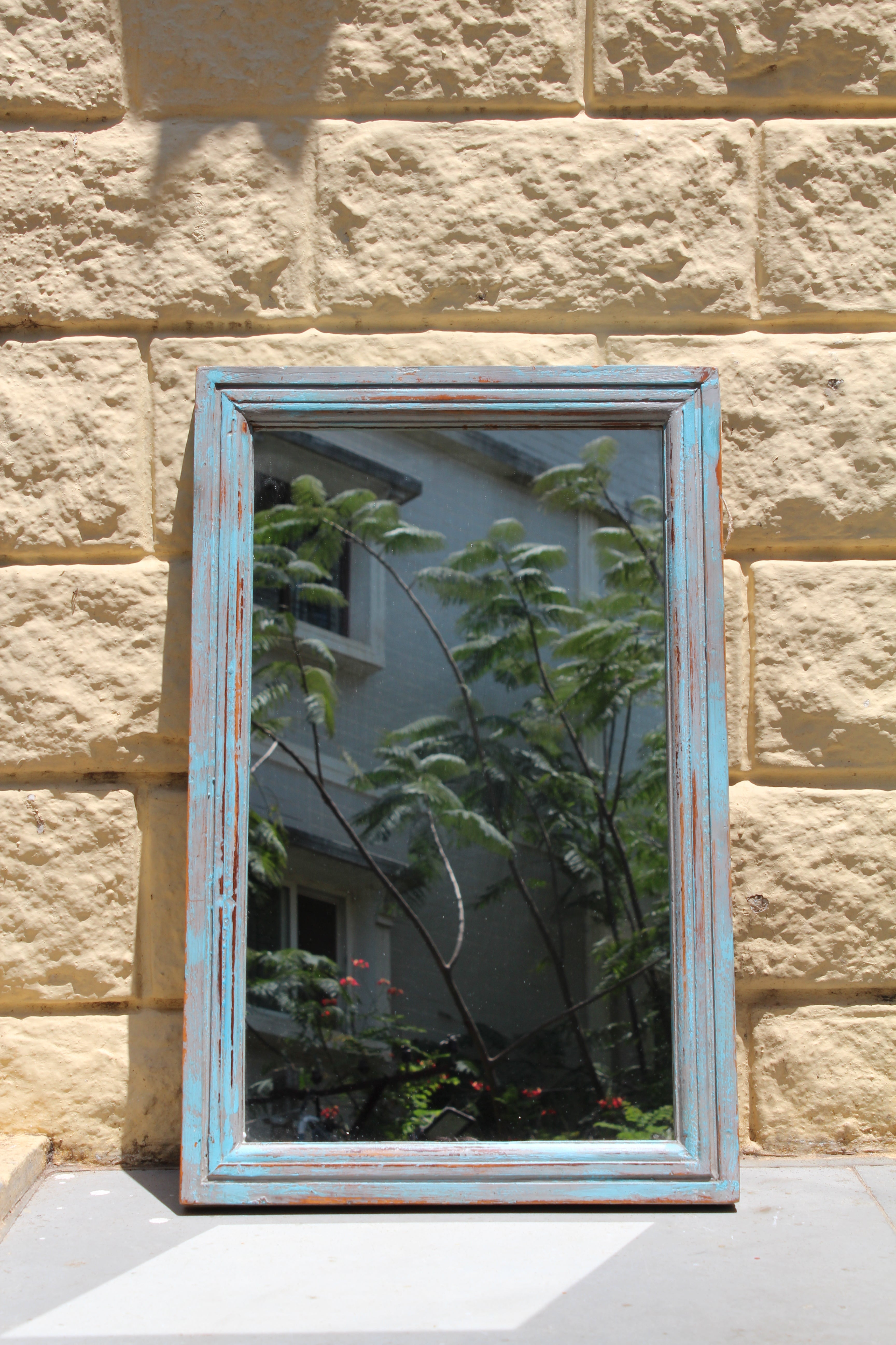 Blue Distressed Mirror