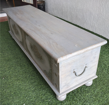 Load image into Gallery viewer, Grey Wooden Trunk with Brass details