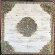 Load image into Gallery viewer, White and Blue Side Table with Brass work