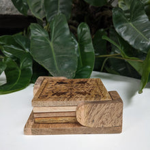 Load image into Gallery viewer, Wooden Coasters with holder (set of four)
