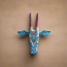 Load image into Gallery viewer, Vintage Hand Painted Cow Head (Off-White with Red horns and Blue ears)