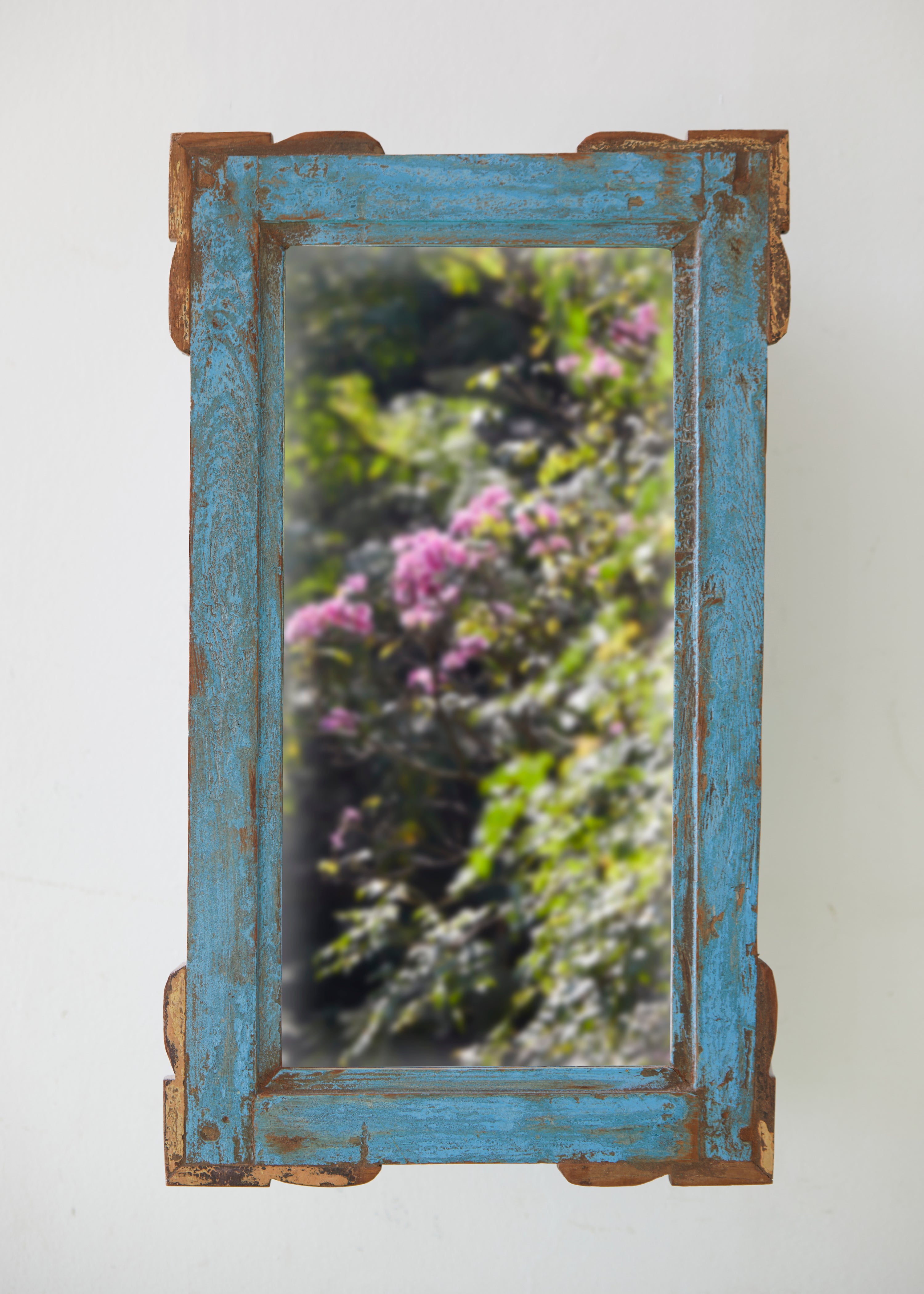 Blue Reclaimed Wooden Mirror