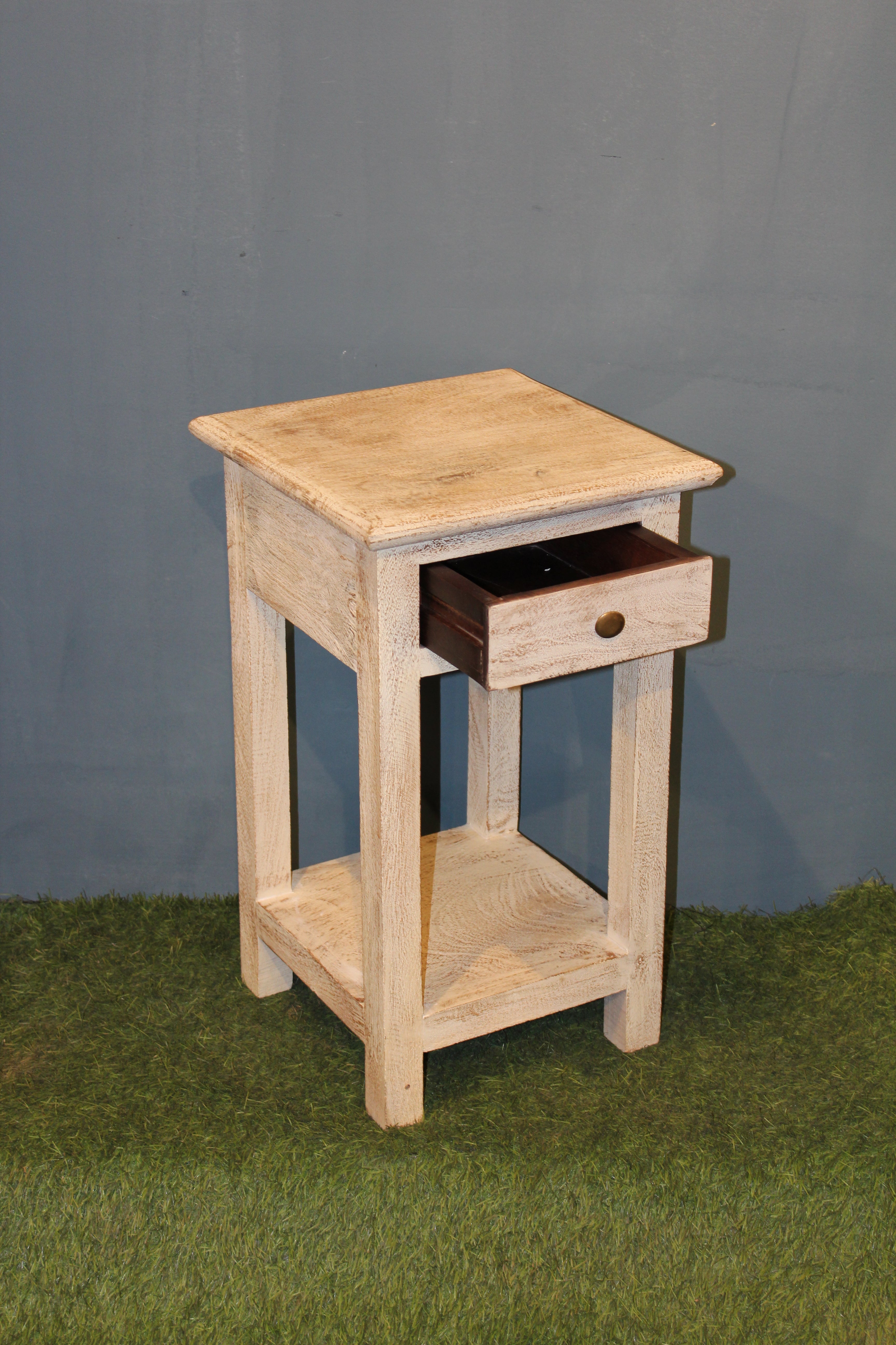 Off White Distressed Finish Side Table