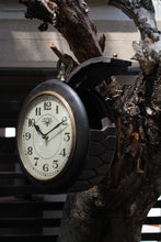 Load image into Gallery viewer, Hanging Wooden Two Sided Railway Clock