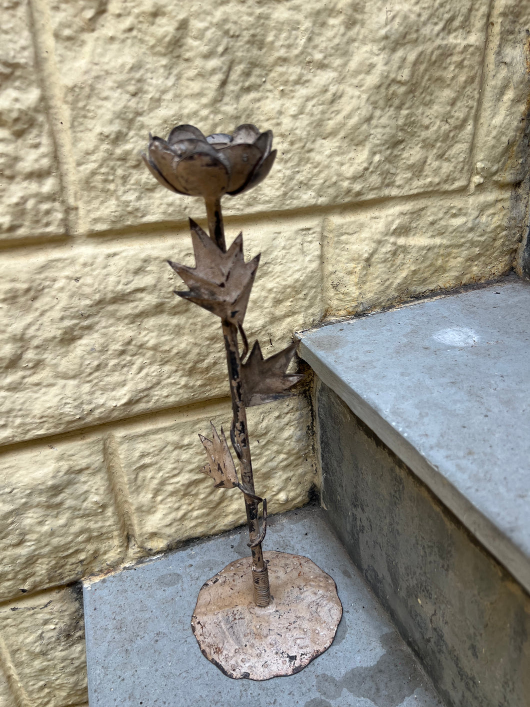 Wrought Iron Flower Candle Stand