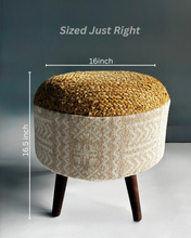 Load image into Gallery viewer, Jute woven Upholstry Ottoman

