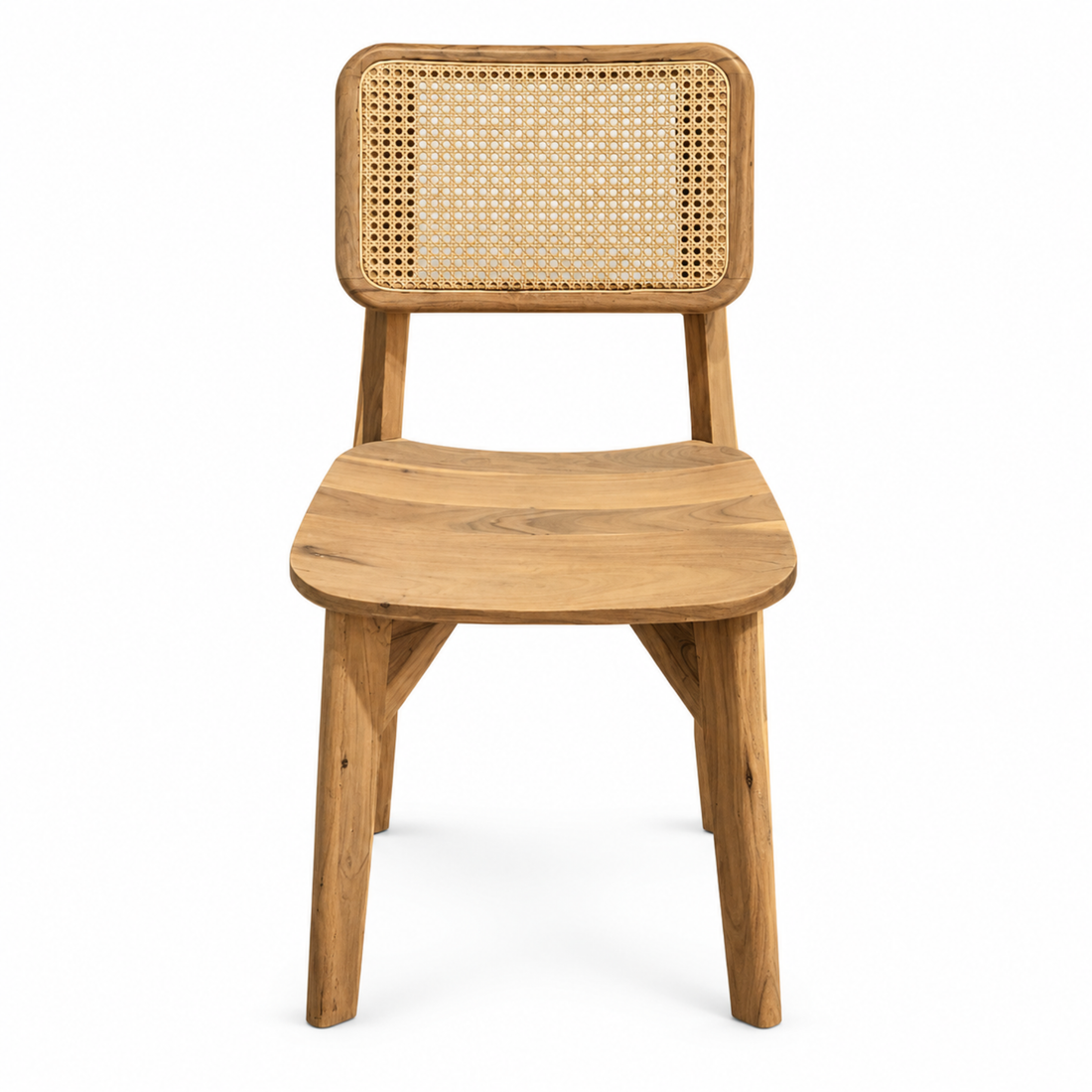 Rattan Backrest Teak Wood Dining Chair