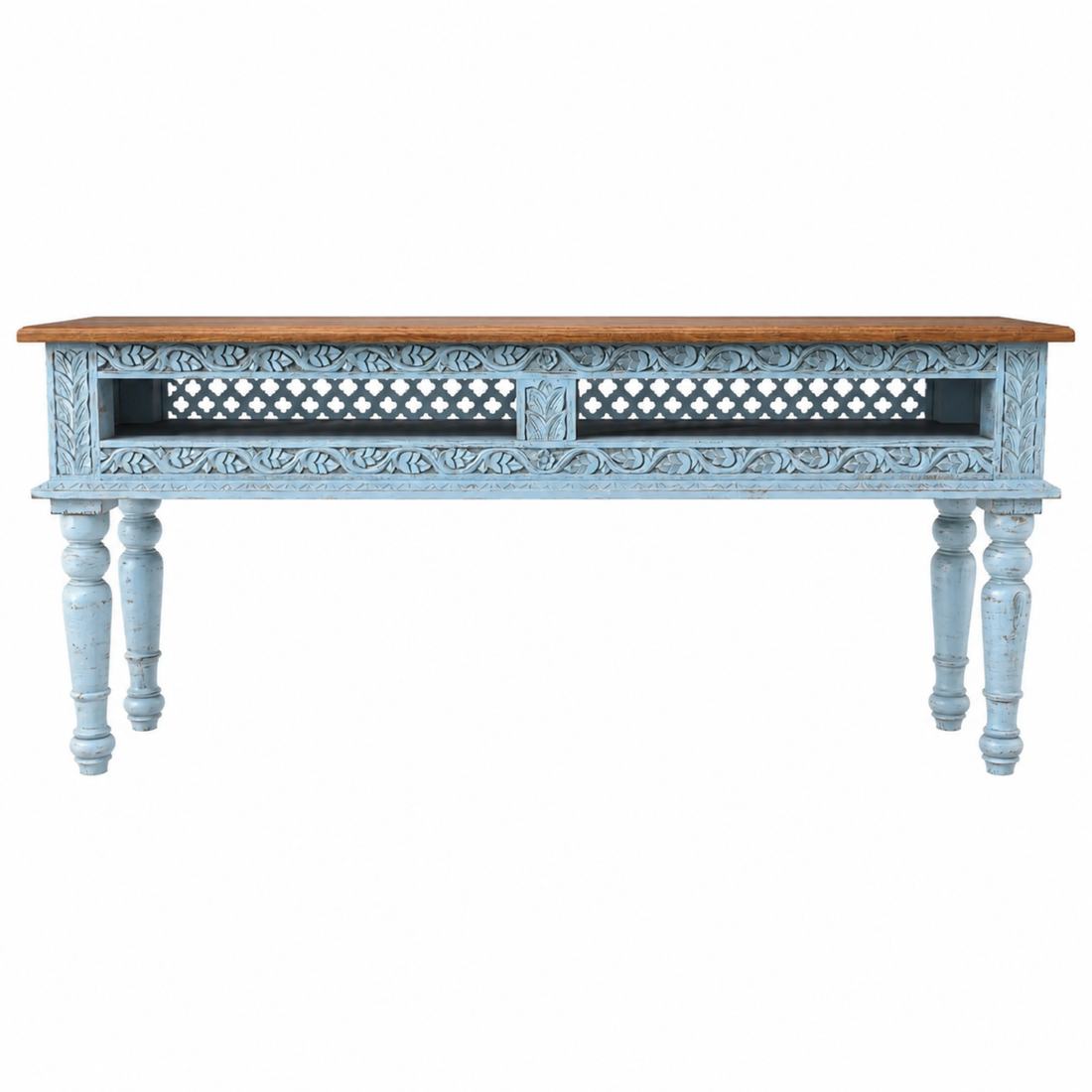 Azure Haven Carved Console Table