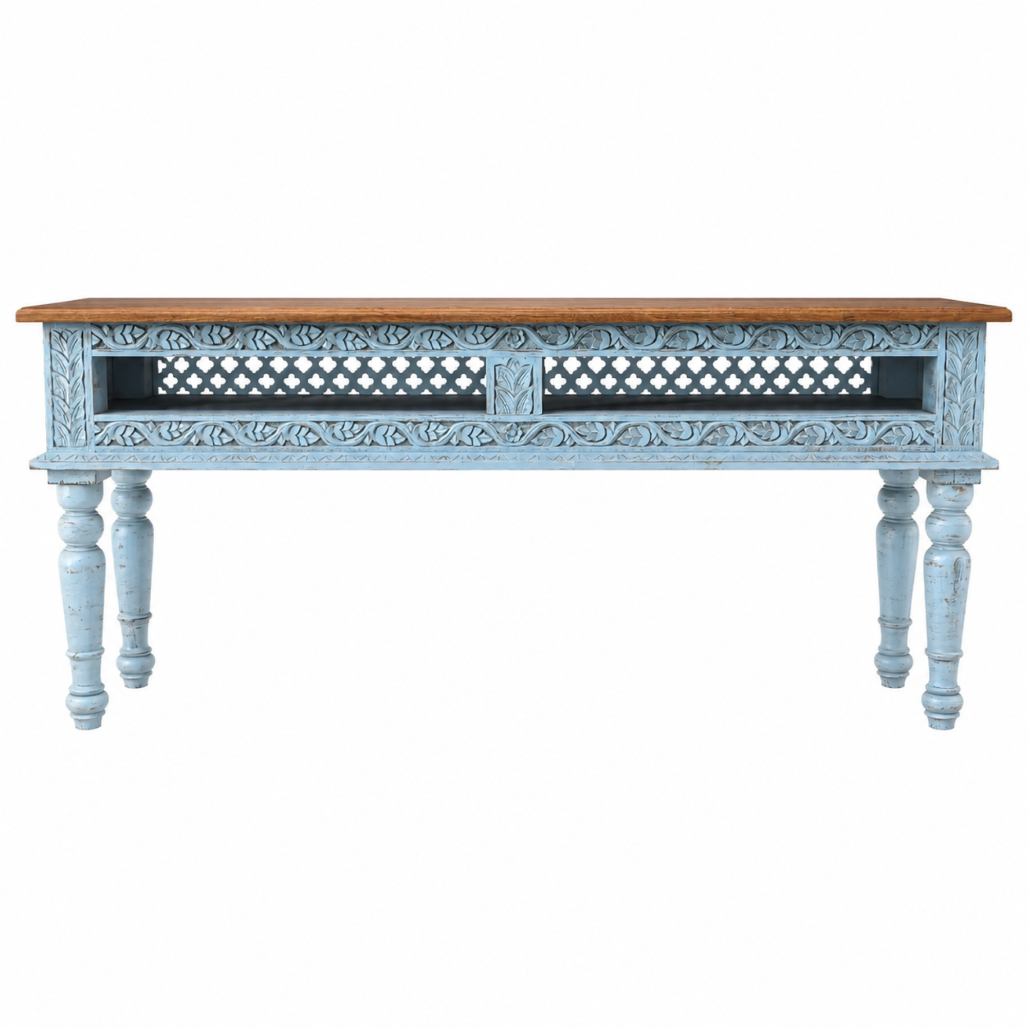 Azure Haven Carved Console Table