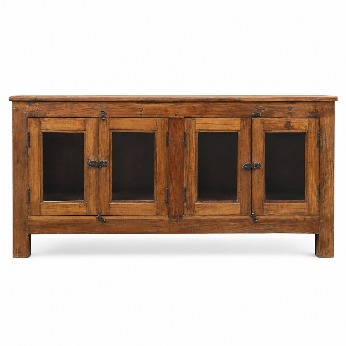 Rustic Solid Wood 4 Door Sideboard Cabinet