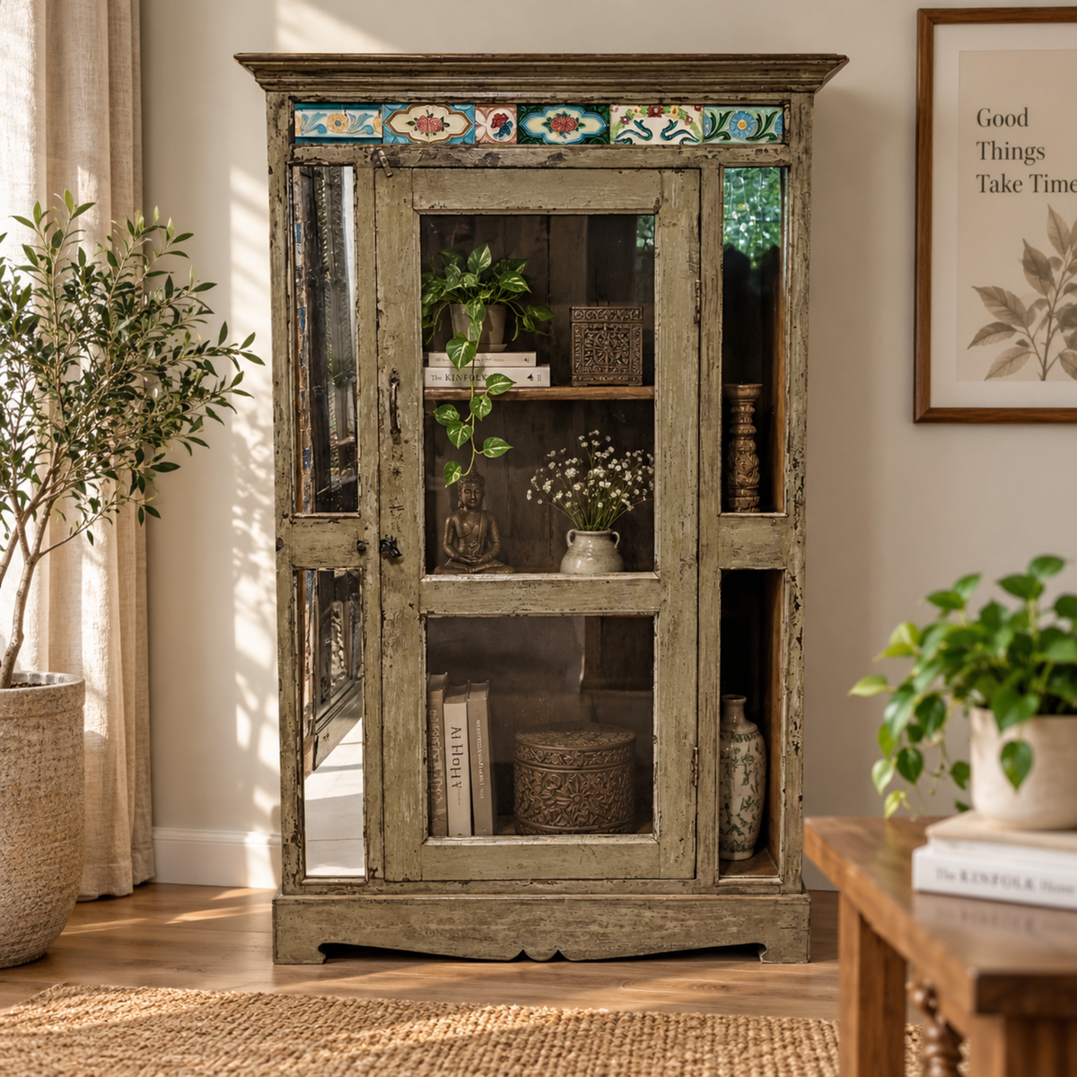 Verdant Grove Sage Storage Cabinet