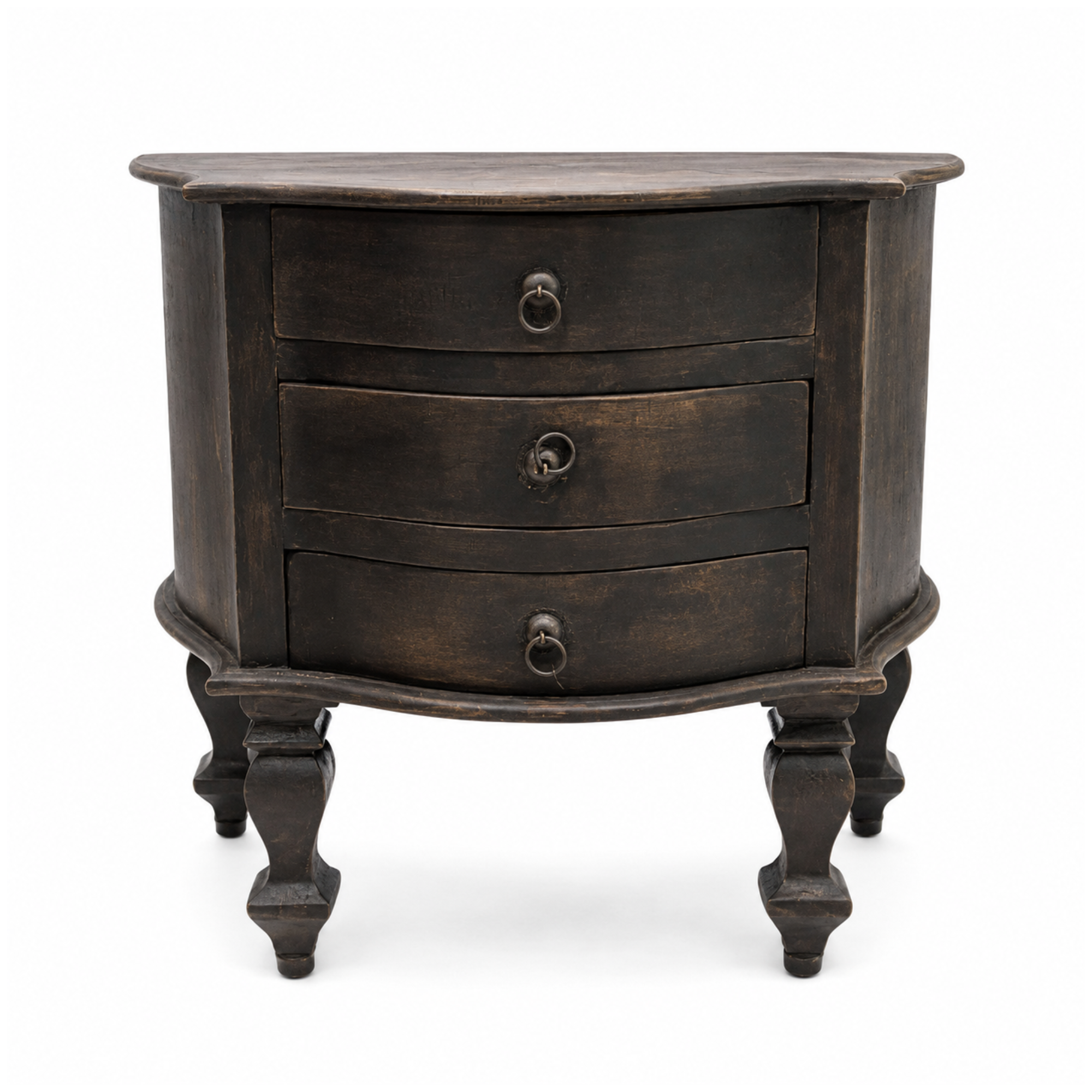 Vintage Black Wooden 3-Drawer Chest