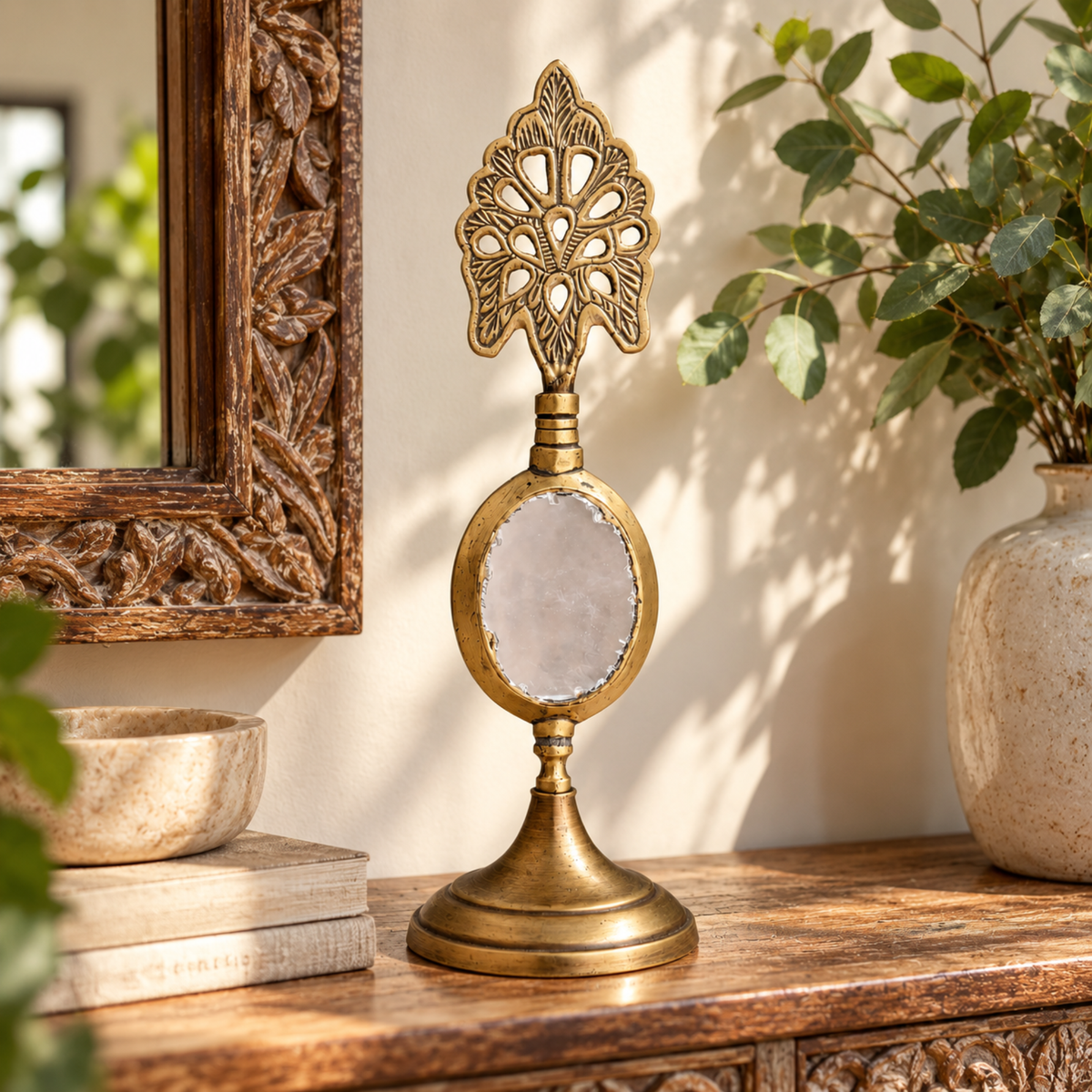 Antique Brass Surma Dani with Mirror