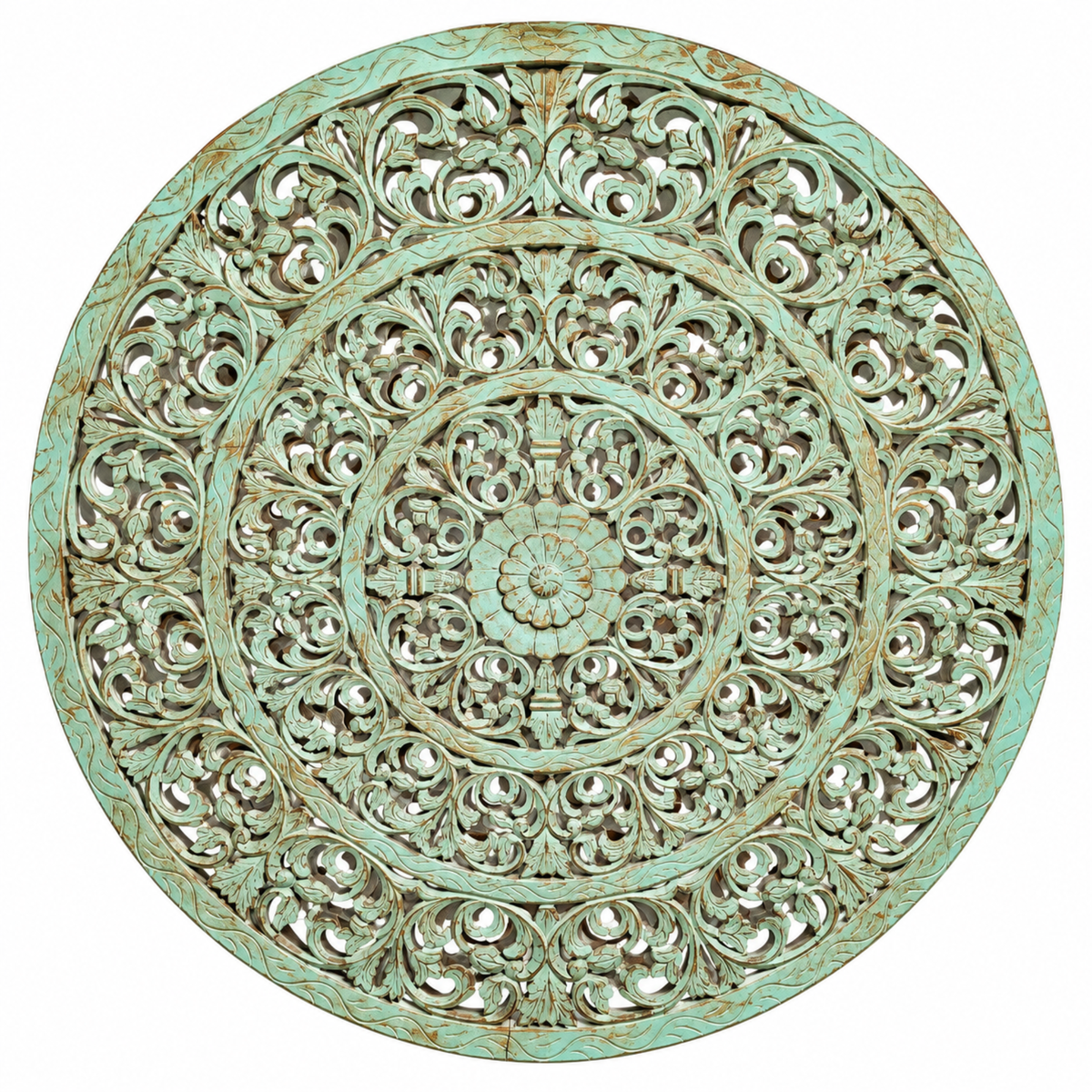 Verdant Carved Heritage Round Wall Panel