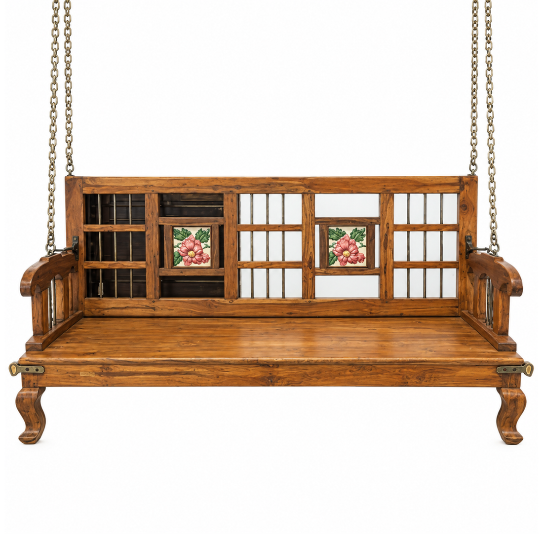 Vintage Teak Wood Two-Way Swing with Tile Detail