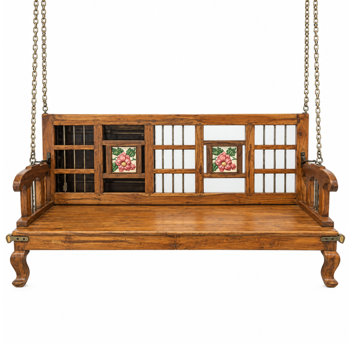 Vintage Teak Wood Two-Way Swing with Tile Detail