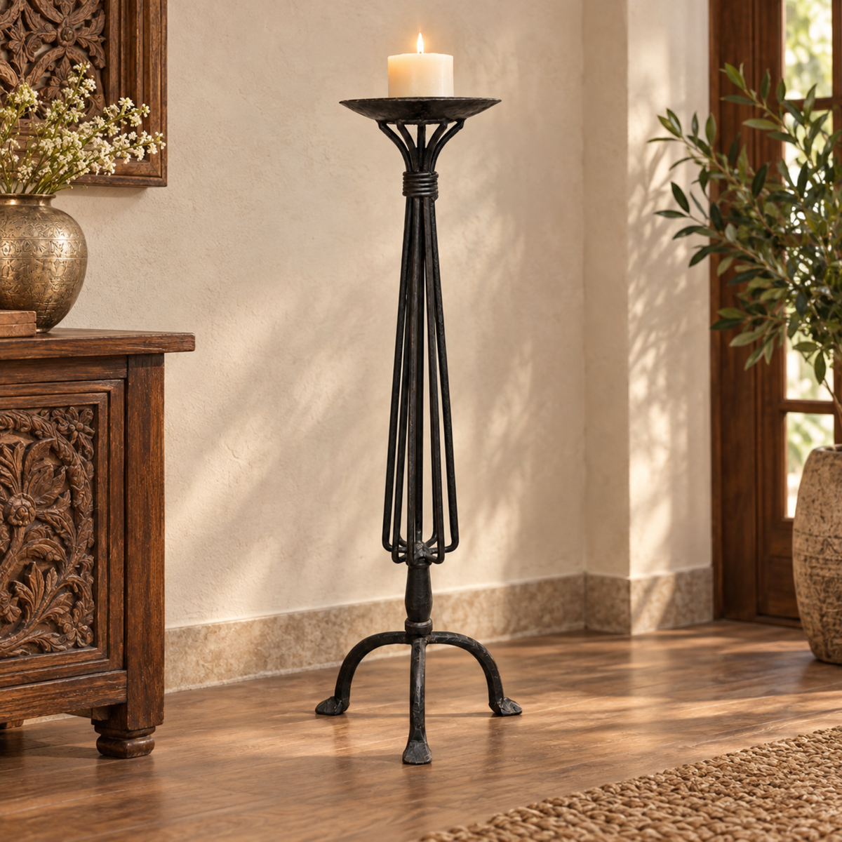 Regal Spire Iron Candle Stand