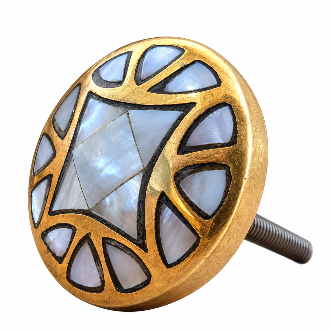 Lustre Brass Mother of Pearl Cabinet Knob