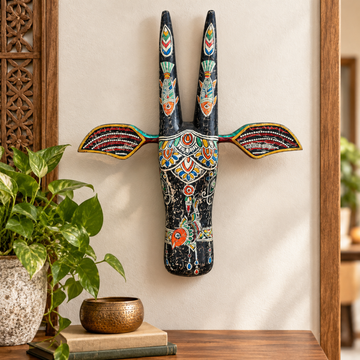 Maroon-Eared Heritage Hand Painted Cow Head