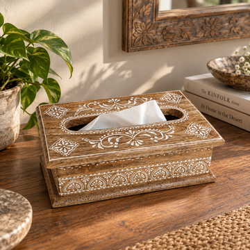 Heritage Brushwork Hand-Painted Wooden Tissue Holder
