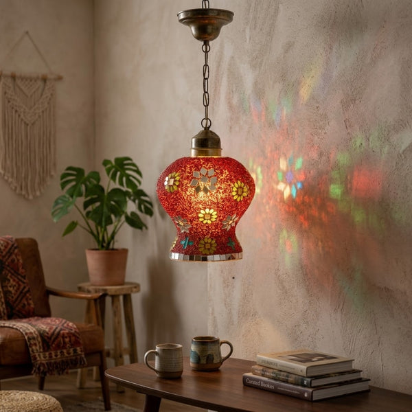 Red Handpainted Decorative Lantern Light