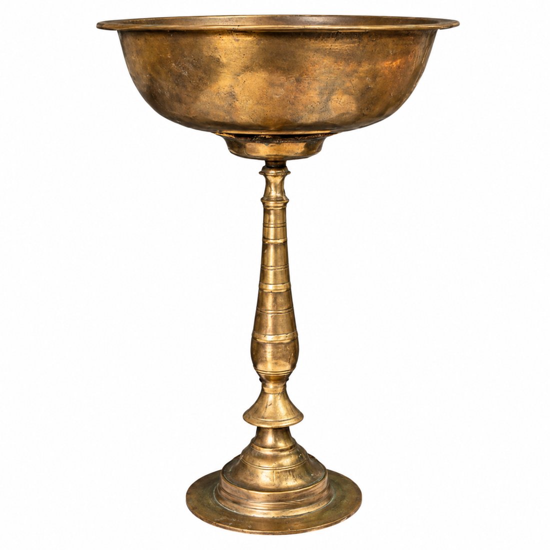 Antique Brass Bowl with Decorative Stand