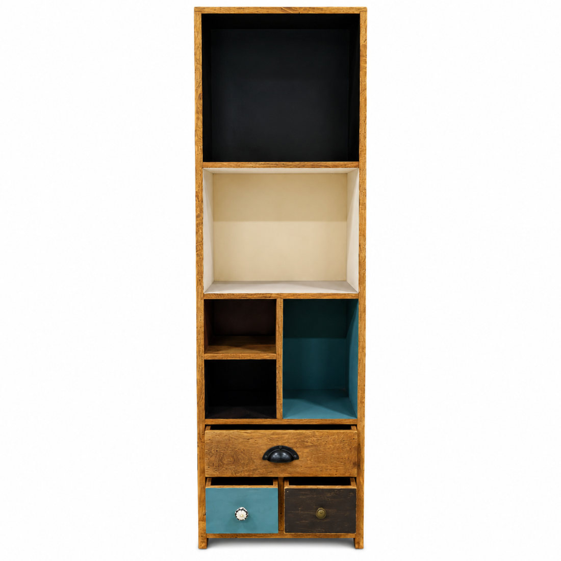 Alderwood Open Shelf Drawer Cabinet