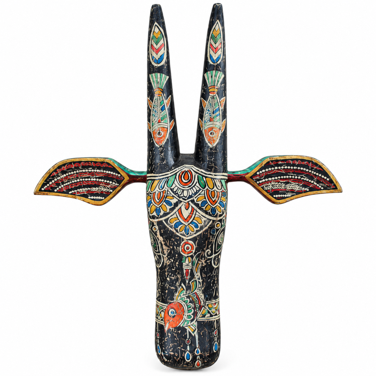 Maroon-Eared Heritage Hand Painted Cow Head