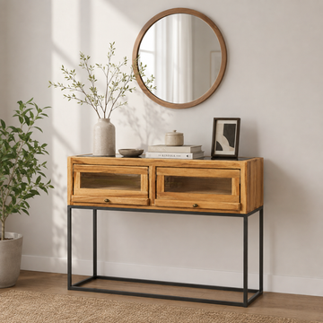 Solid Wood Console Table with Two Drawers