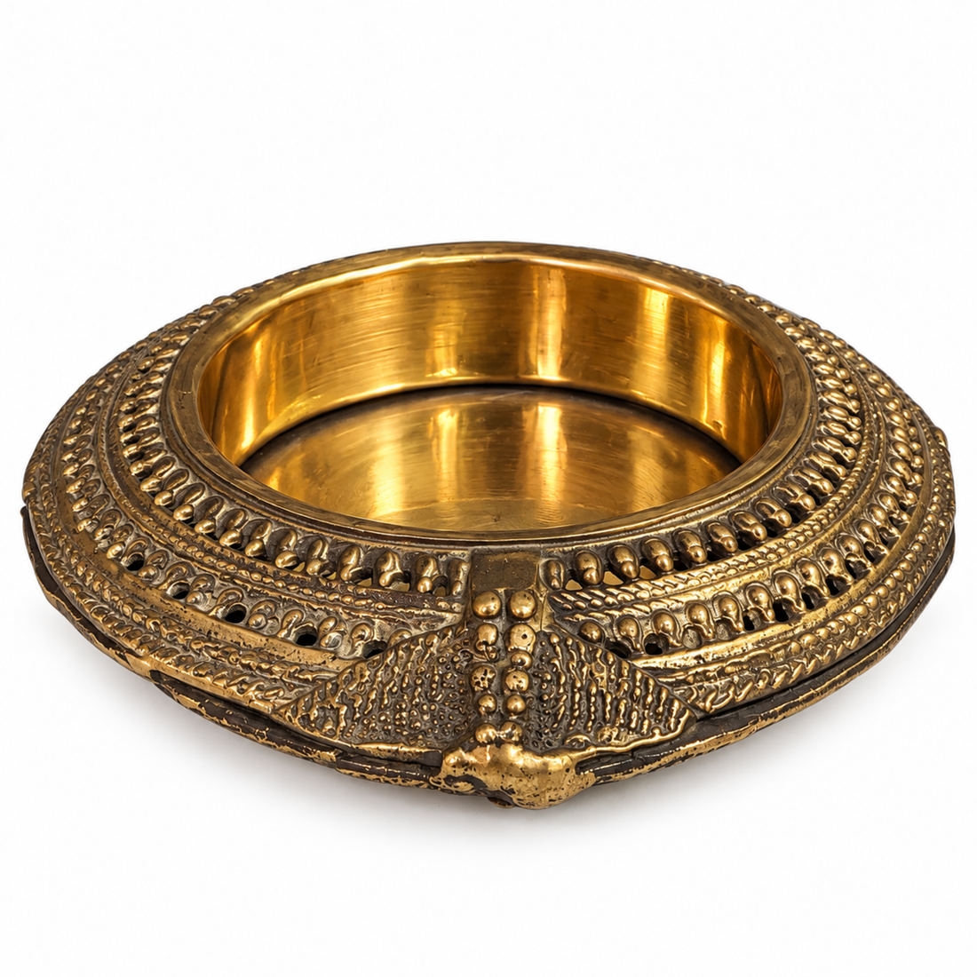 Compact Rustic Brass Decorative Bowl