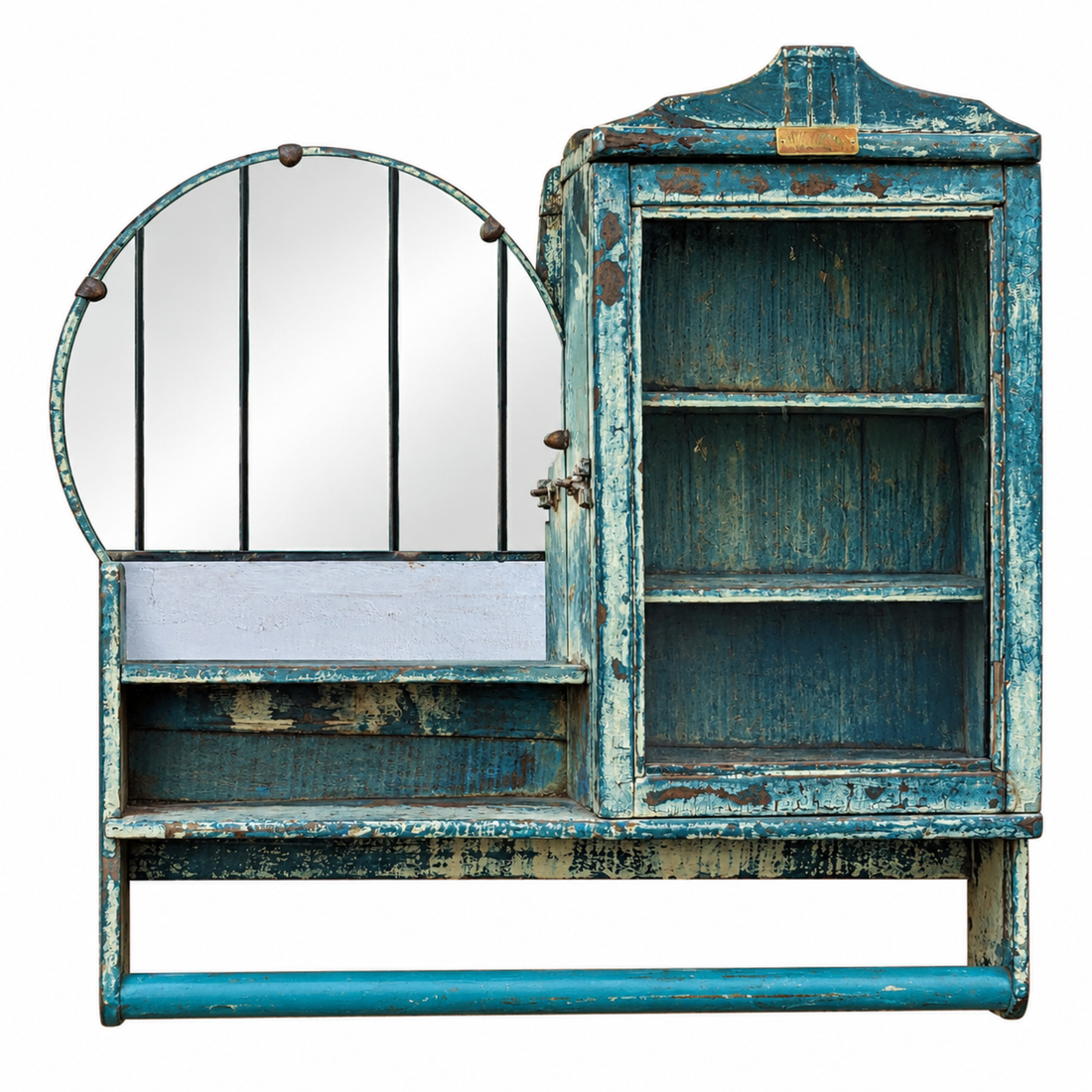 Turquoise Heritage Mirror Dresser Cabinet