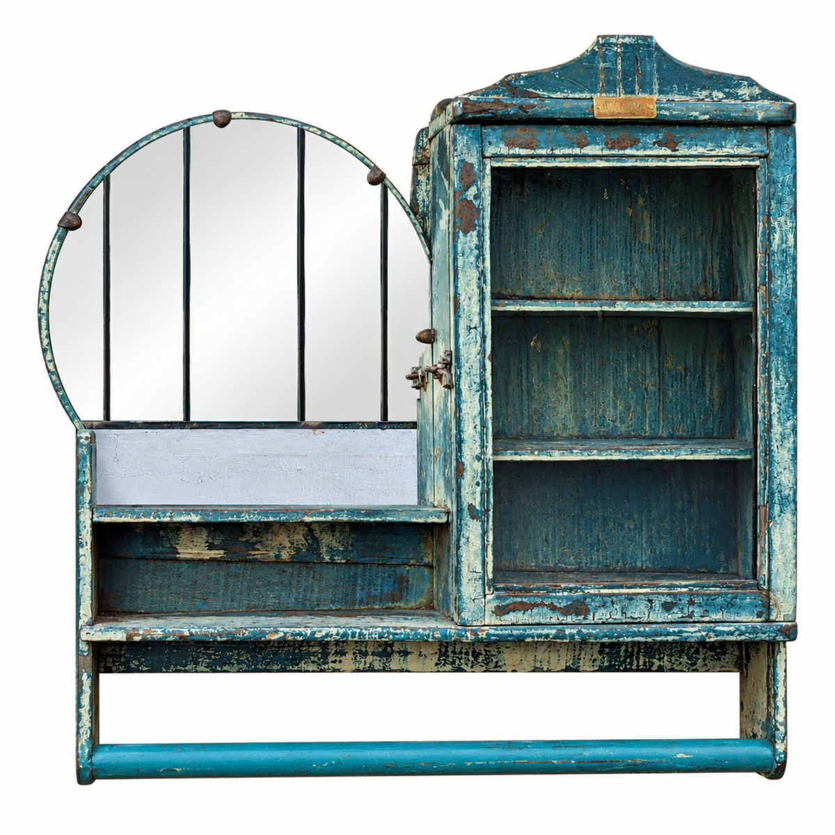 Turquoise Heritage Mirror Dresser Cabinet