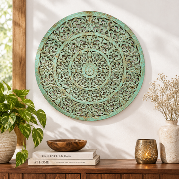 Verdant Carved Heritage Round Wall Panel