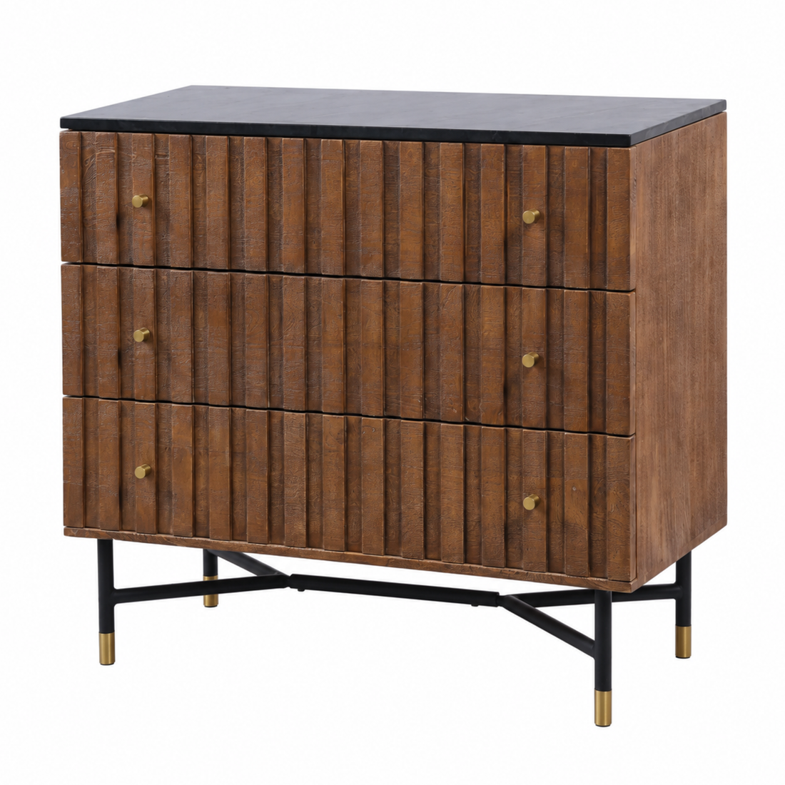 Fluted Noir Granite Drawer Chest