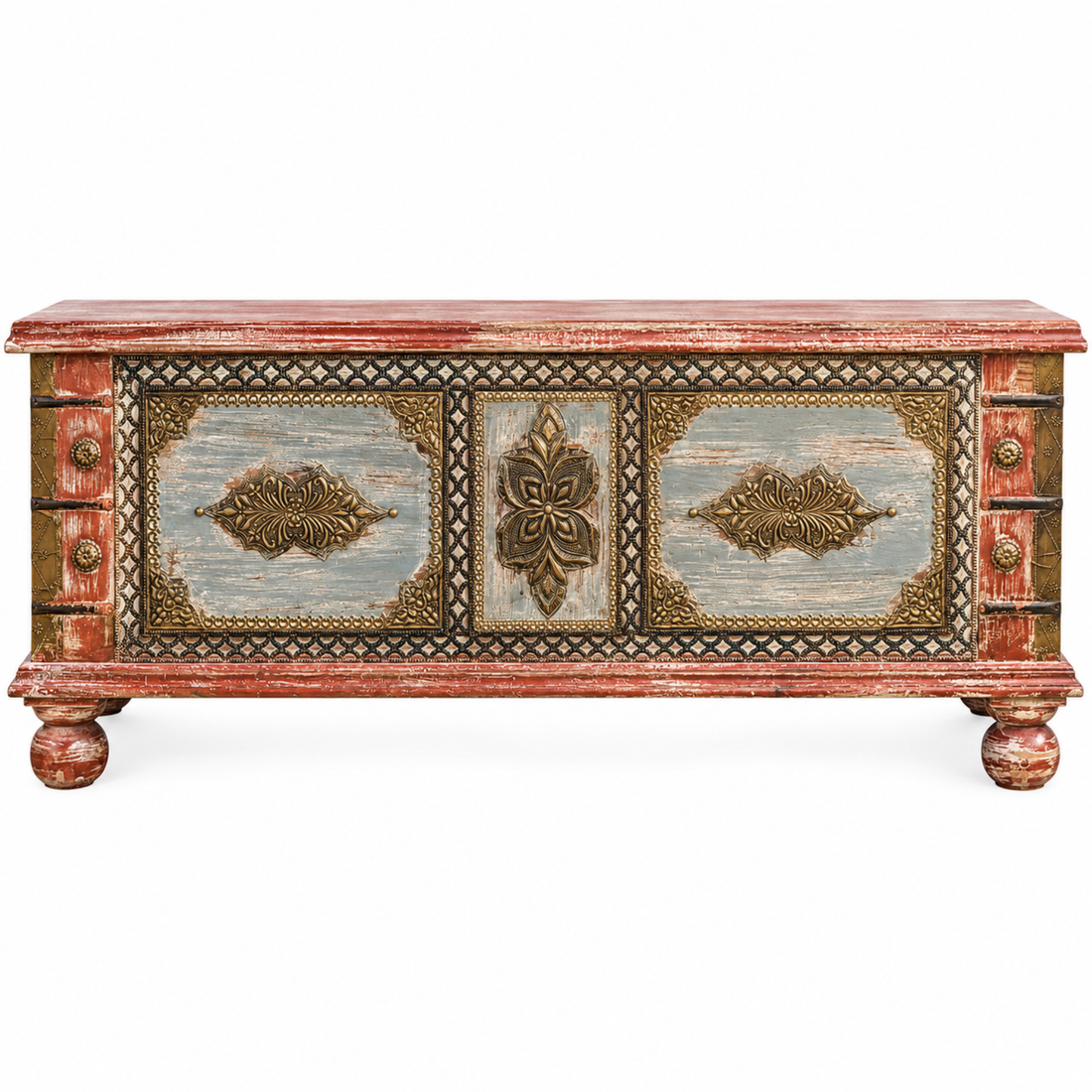 Chestnut Patina Brasswork Storage Trunk