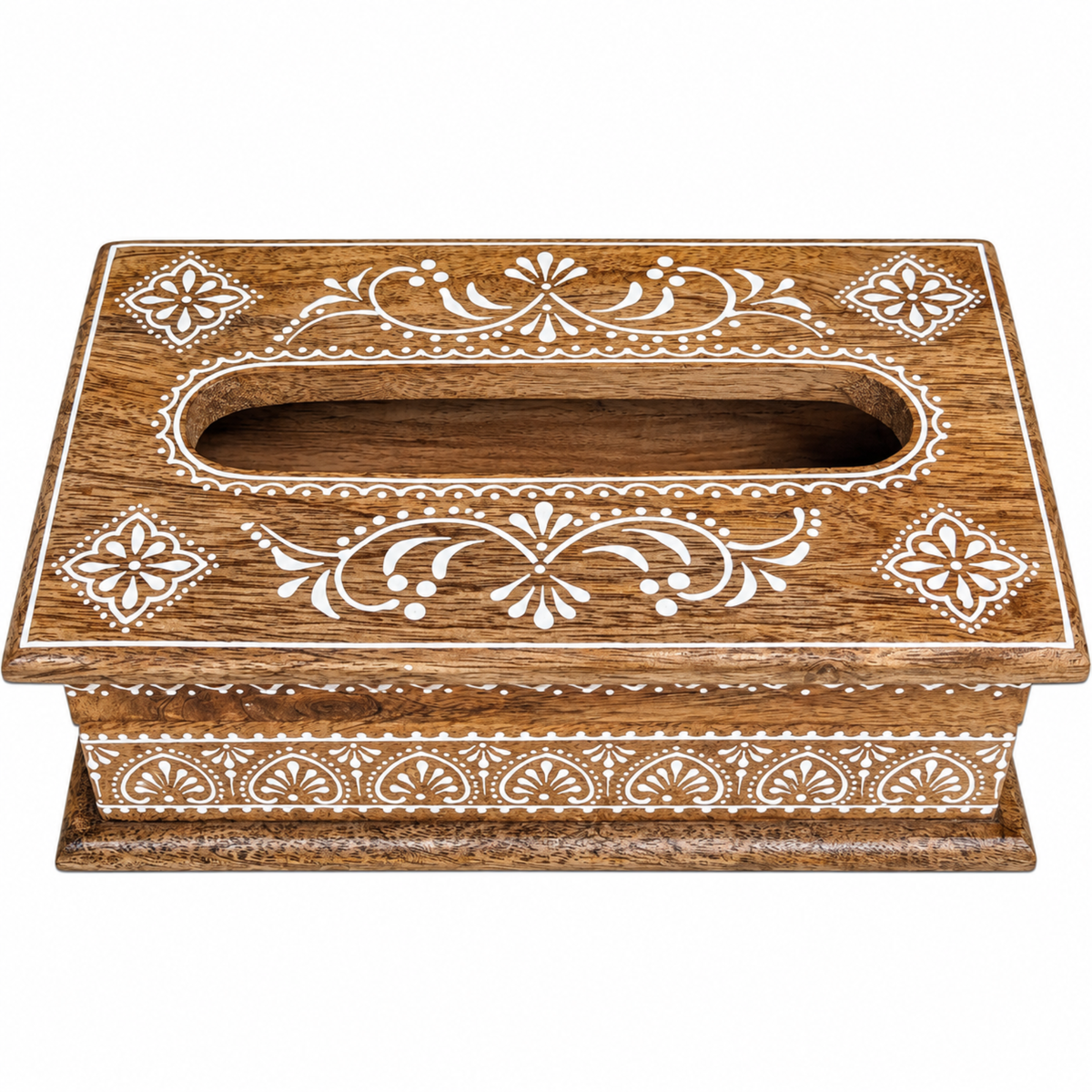 Heritage Brushwork Hand-Painted Wooden Tissue Holder