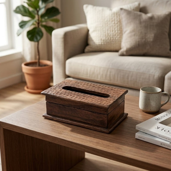 Wooden Tissue Box Holder Organizer