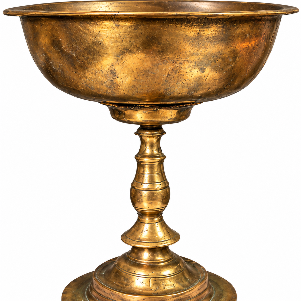 Antique Brass Bowl with Decorative Stand