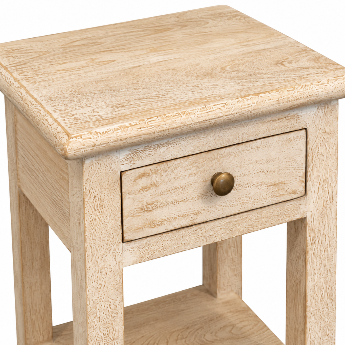 Vintage Ivory Distressed Side Table