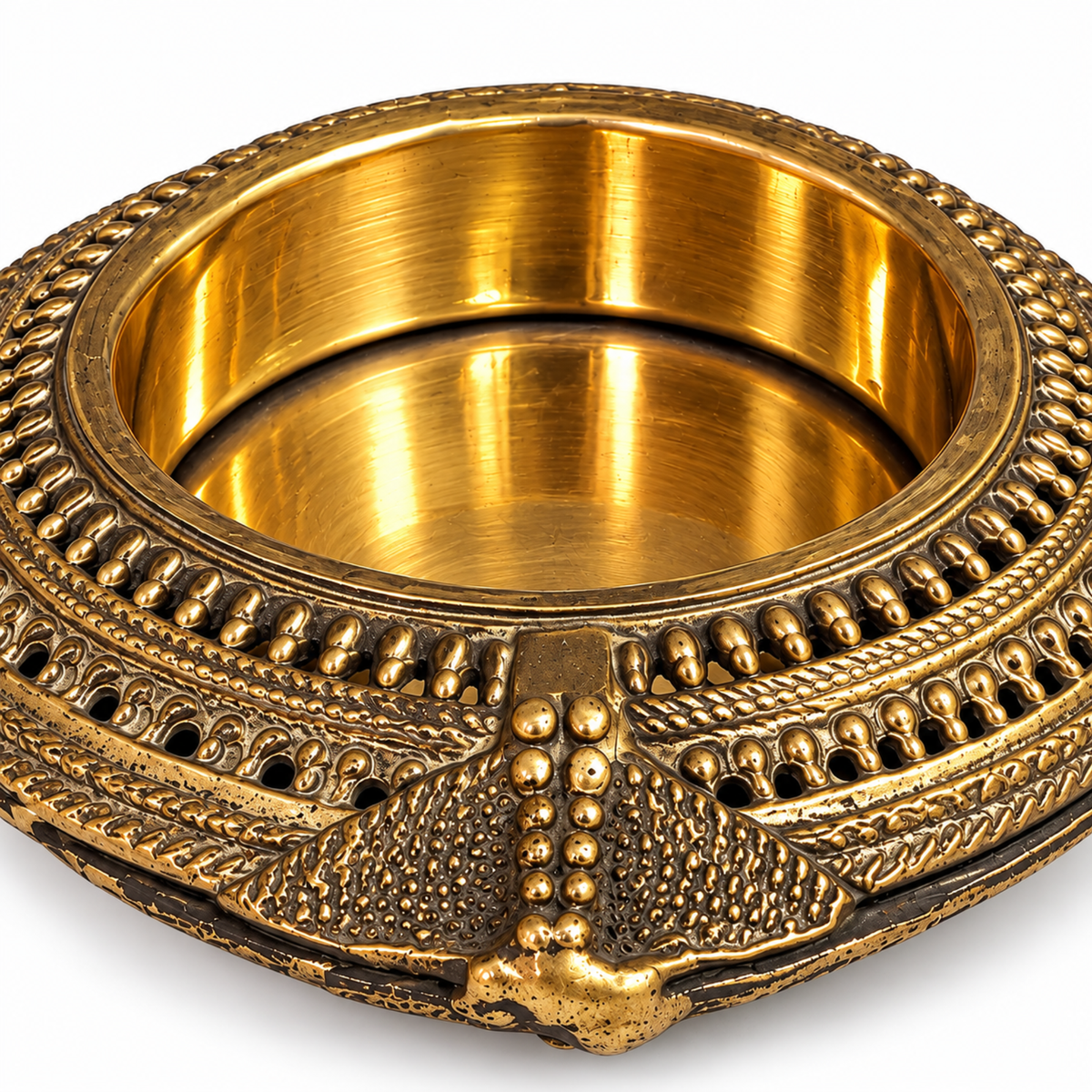 Compact Rustic Brass Decorative Bowl