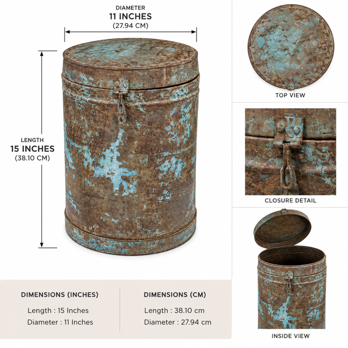 Harbor Patina Distressed Metal Storage Box