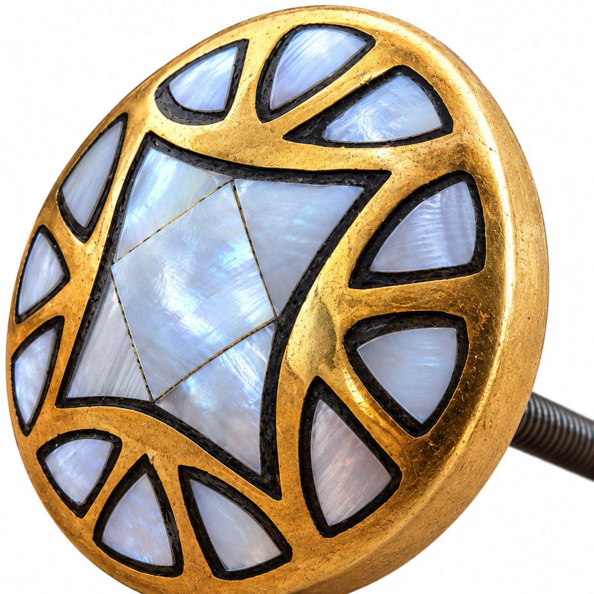 Lustre Brass Mother of Pearl Cabinet Knob