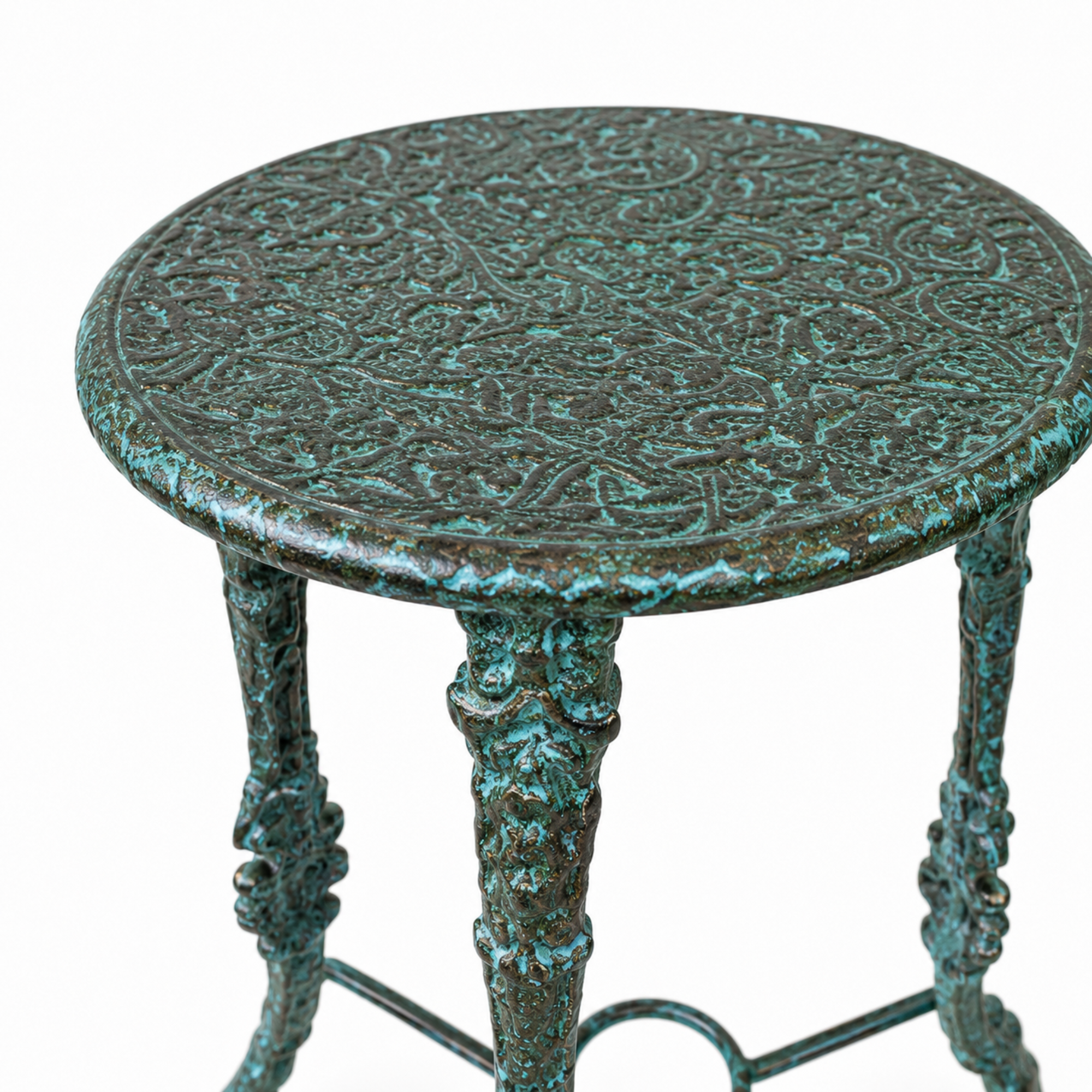Vintage Embossed Metal Nesting Side Tables – Set of 3