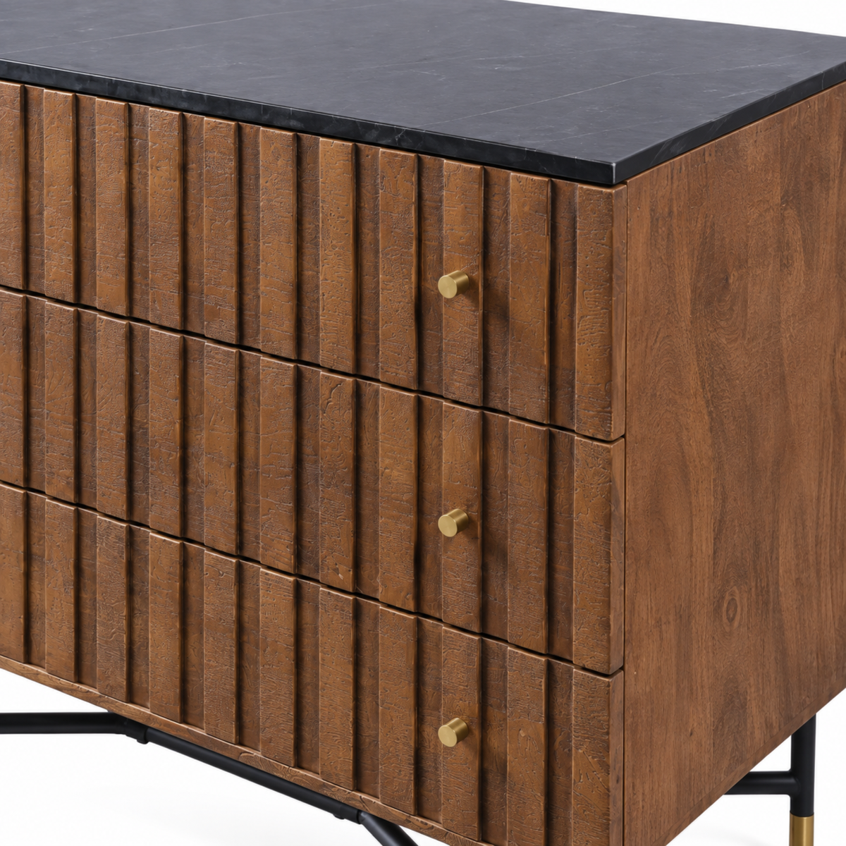 Fluted Noir Granite Drawer Chest