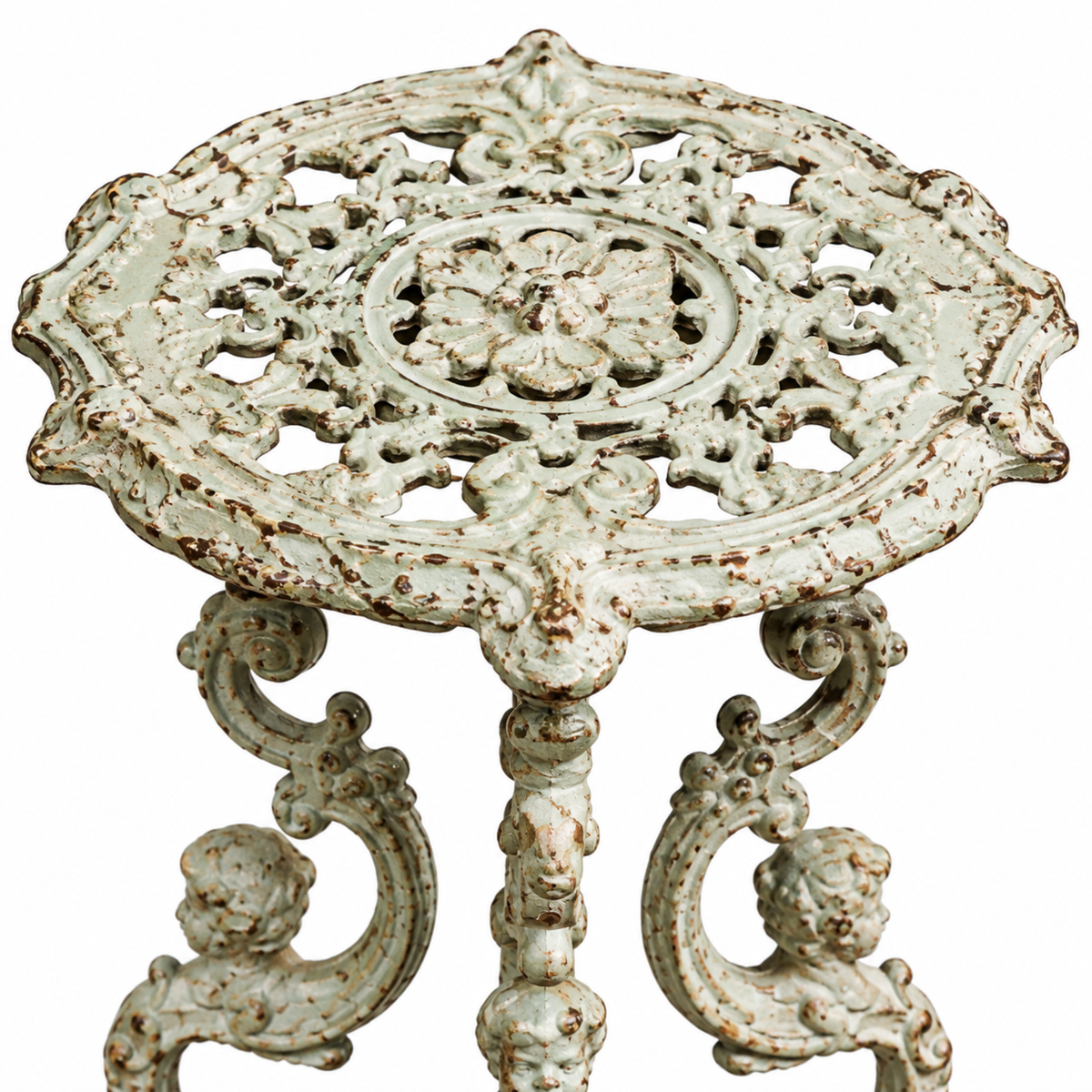 Gothic Blue Cast Iron Accent Table