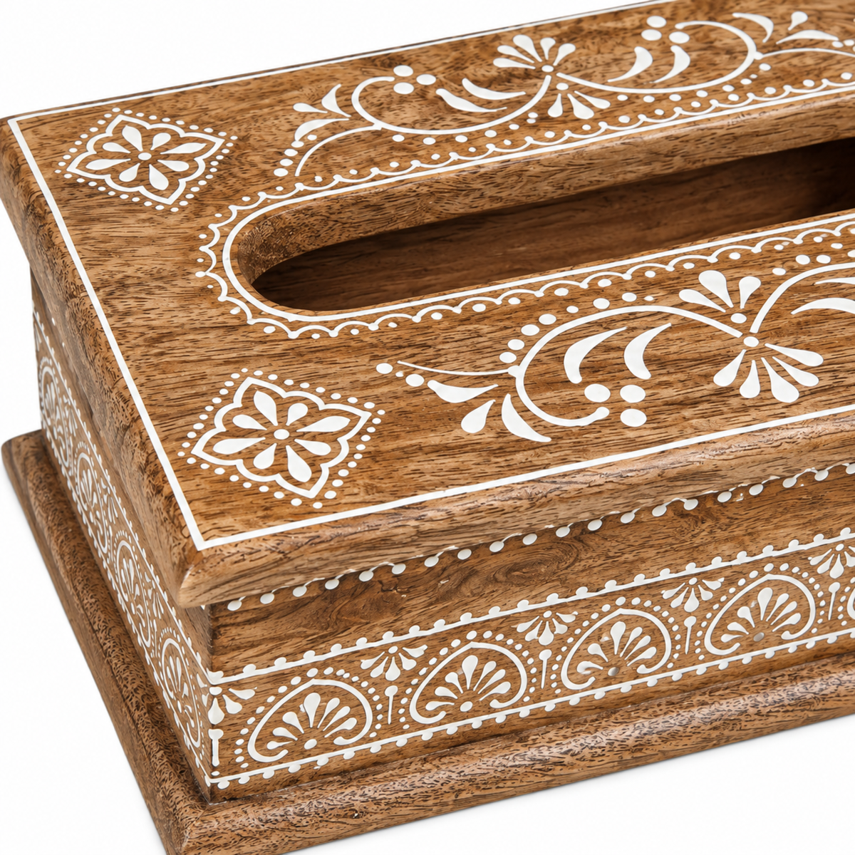Heritage Brushwork Hand-Painted Wooden Tissue Holder